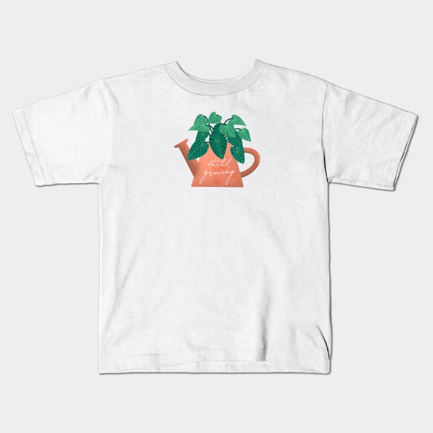 Still Growing! Watering Can Plant Kids T-Shirt by meadowstudioandco